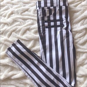 Black and white Striped jeans